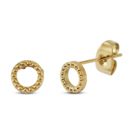 Boucles d'oreilles / puces d’oreilles en acier Inox rond Doré