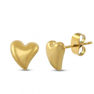 Boucles d'oreilles / puces d’oreilles en acier Inox coeur Doré