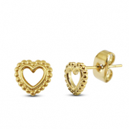 Boucles d'oreilles / puces d’oreilles en acier Inox coeur Doré