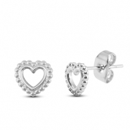 Boucles d'oreilles / puces d’oreilles en acier Inox coeur Argenté