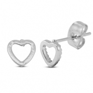 Boucles d'oreilles / puces d’oreilles en acier Inox coeur Argenté