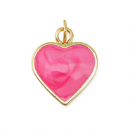 M&eacute;tal TQ laiton breloques coeur Dor&eacute;-rose fonc&eacute; marbr&eacute;