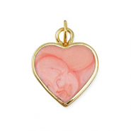 M&eacute;tal TQ laiton breloques coeur Dor&eacute;-rose clair marbr&eacute;