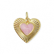 M&eacute;tal TQ laiton breloques coeur Dor&eacute;-rose clair marbr&eacute;