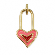 M&eacute;tal TQ laiton breloques fermoir coeur Dor&eacute;-rose-rouge