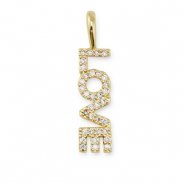 M&eacute;tal TQ laiton breloques zirconium "love" Dor&eacute;