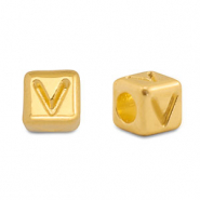 Perles alphabet en métal DQ V Doré (sans nickel)