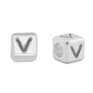 Perles alphabet en métal DQ V Argenté antique (sans nickel)