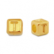 Perles alphabet en métal DQ T Doré (sans nickel)