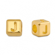 Perles alphabet en métal DQ J Doré (sans nickel)
