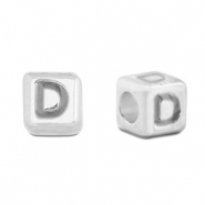 Perles alphabet en m&eacute;tal DQ D Argent&eacute; antique (sans nickel)