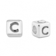 Perles alphabet en m&eacute;tal DQ C Argent&eacute; antique (sans nickel)