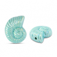 Perles en c&eacute;ramique DQ grecque coquille Bleu turquoise