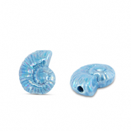 Perles en c&eacute;ramique DQ grecque coquille Bleu