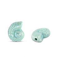 Perles en c&eacute;ramique DQ grecque coquille Bleu turquoise