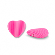 Perles acryliques cœur Rose fuchsia