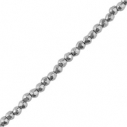 Perles hématites facettées ronde 2mm Argente