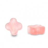 Pierres naturelles perles trèfle Rose transparent
