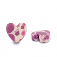 Pierres naturelles perles cœur Violet-blanc-marron