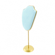 Présentoir bijoux buste pour colliers Bleu glacier-doré