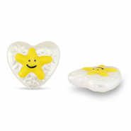 Perles acryliques coeur avec étoile Perle-jaune-noir