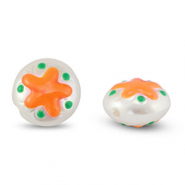 Perles acryliques rond avec étoile Perle-orange-vert