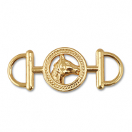 Breloques en métal connecteur rond avec cheval Doré