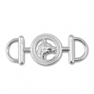 Breloques en métal connecteur rond avec cheval Argenté