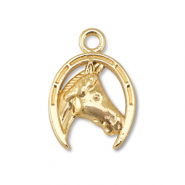 Breloques en m&eacute;tal fer &agrave; cheval avec cheval Dor&eacute;