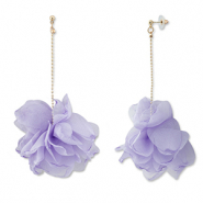 Boucles d'oreilles tendance fleur en mousseline Lavande-doré