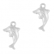 Breloques en acier Inox dauphin Argent&eacute;
