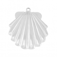 Breloques en acier Inox coquille Argent&eacute;