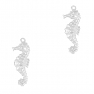 Breloques en acier Inox hippocampe Argent&eacute;