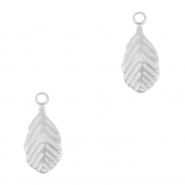 Breloques en acier Inox feuille Argent&eacute;