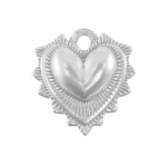 Breloques en acier Inox coeur Argent&eacute;