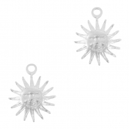 Breloques en acier Inox soleil Argent&eacute;