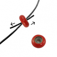 perles stoppeurs émaillée 10x4mm Rouge foncé