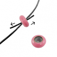 Perles stoppeurs émaillée 10x4mm Rose foncé