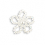 Pendentifs accroche-regard perles à facettes & perles fleur Blanc nacré-transparent