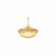 Breloques en acier Inox feuille de Ginkgo Dor&eacute;