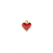 Breloques en acier Inox coeur Dor&eacute;-rouge