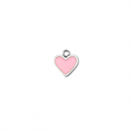 Breloques en acier Inox coeur Argent&eacute;-rose