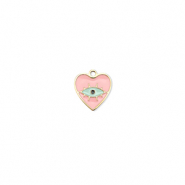 Breloques en acier Inox c&oelig;ur Oeil porte-bonheur Dor&eacute;-rose