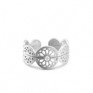Bagues en acier Inox fleur Argenté