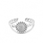 Bagues en acier Inox fleur Argenté