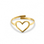 Bagues en acier Inox coeur Doré