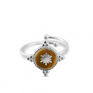 Bagues en acier Inox flocon de neige Argenté-marron
