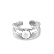 Bagues en acier Inox perle Argenté-blanc