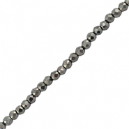 Perles à facettes 2mm rondes Gunmetal métallique
