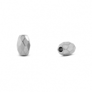 Perles en acier inox facettes ovale Argenté